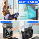 Axooms Portable Air Conditioner Fan, 4-in-1 Personal Mini Cooling Fan with Water Mist Spray, 3 Speeds, Small Evaporative Air Cooler & Humidifier, Mist Spray Fan for Office and Home