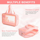 Axooms Clear Travel Makeup Bag Set, 3 Pieces, Pink