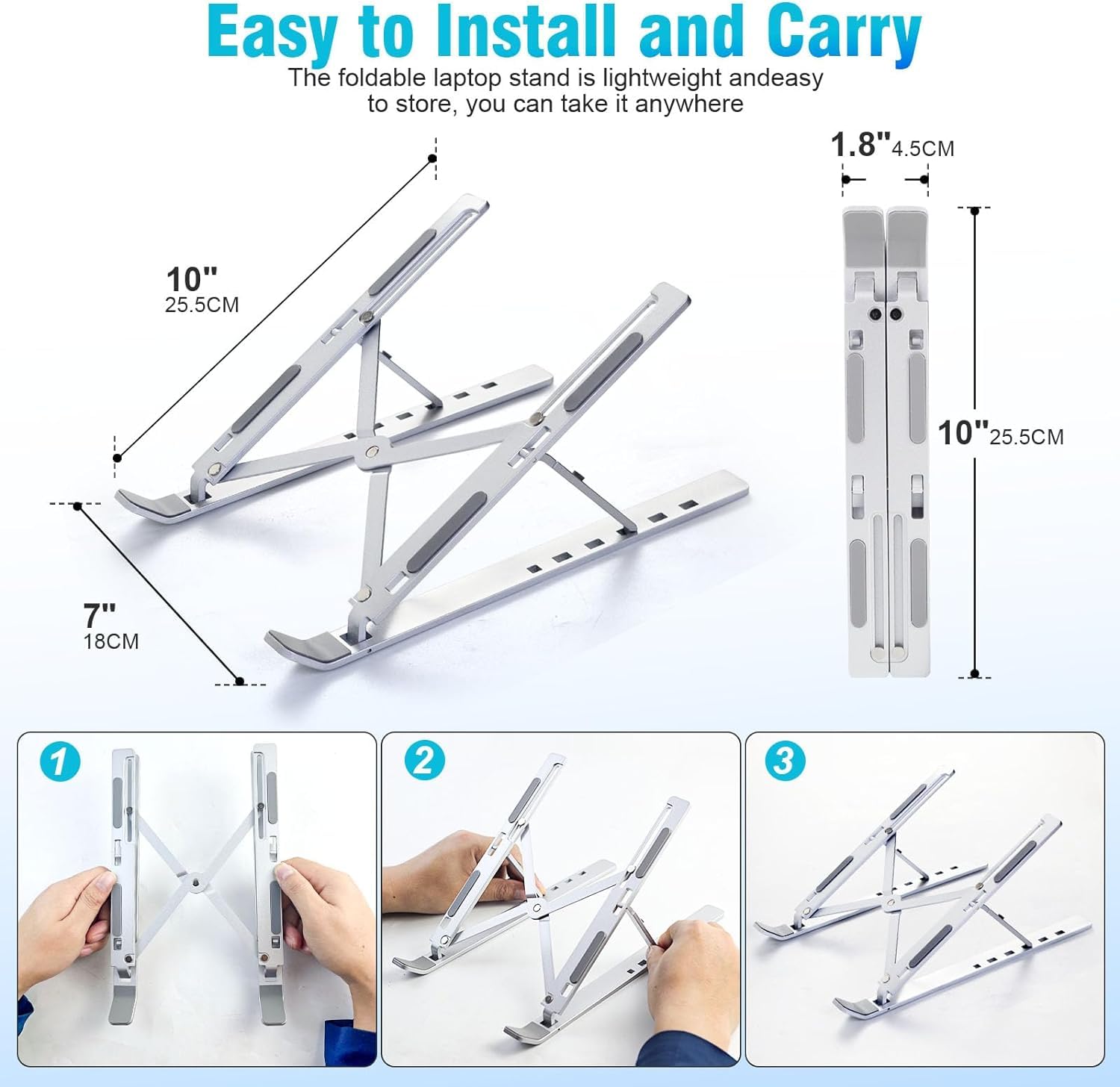 Portable Aluminum Ergonomic Laptop Riser Holder for Desk