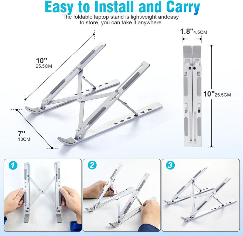 Portable Aluminum Ergonomic Laptop Riser Holder for Desk