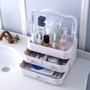 Axooms Large Makeup Organizer with Dustproof Lid and Drawers, Cosmetics and Jewelry Display Box for Dressing Table, Bathroom and Wardrobe, White