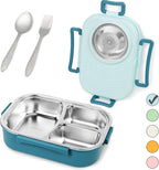 Axooms Stainless Steel Bento Lunch Box (1000 ml) – 3-Compartment, Leak-Proof with Sauce Bowl, Fork & Spoon | Stackable, BPA-Free, Dishwasher Safe