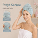 Axooms Microfibre Hair Towel, Super Absorbent Hair Towel Wrap with Elastic Straps for Women Adults, Soft Hair Turban Towel for Long Thick Curly Wet Hair, Cream White