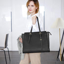 Axooms Women's Large PU Leather Tote Bag, 15.6-Inch Laptop Handbag for Classes