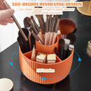 Axooms 360° Rotating Makeup Organizer, 5-Compartment Makeup Brush Holder for Bedroom and Bathroom Vanities, Office Stationery Storage and Desktop Pen Holder, Black