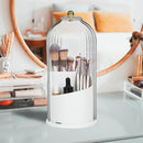 Axooms Makeup Brush Holder Organizer with Lid,360 Rotating Clear Dust Proof Makeup Brushes Organizer for Vanity Desktop Bathroom Countertop(White)