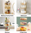 Axooms 360° Rotating Makeup Organizer for Bathroom Countertop, 3-Tier Cosmetic and Perfume Storage Shelf, Gold
