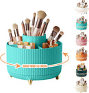 Axooms 360° Rotating Makeup Organizer, 5-Compartment Makeup Brush Holder for Bedroom and Bathroom Vanities, Office Stationery Storage and Desktop Pen Holder, Black