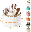 Axooms 360° Rotating Makeup Organizer, 5-Compartment Makeup Brush Holder for Bedroom and Bathroom Vanities, Office Stationery Storage and Desktop Pen Holder, Black