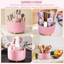 Axooms 360° Rotating Makeup Organizer, 5-Compartment Makeup Brush Holder for Bedroom and Bathroom Vanities, Office Stationery Storage and Desktop Pen Holder, Black
