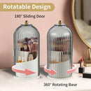 Axooms Makeup Brush Holder Organizer with Lid,360 Rotating Clear Dust Proof Makeup Brushes Organizer for Vanity Desktop Bathroom Countertop(White)