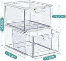 Axooms Stackable Makeup Organizer Drawers, Clear Acrylic Storage Boxes with Handles for Bathroom, Countertop, Kitchen Cabinet & Pantry