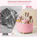 Axooms 360° Rotating Makeup Organizer, 5-Compartment Makeup Brush Holder for Bedroom and Bathroom Vanities, Office Stationery Storage and Desktop Pen Holder, Black