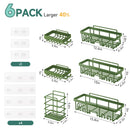Veken Shower Caddy 6-Pack, Bathroom Organizers and Storage Shelves, Black | Advanced Rustproof Design, Large Capacity, No Drilling, Adhesive Rack with Soap Holder, Wall-Mounted Kitchen & Home Decor