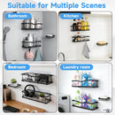 Axooms Shower Shelf without Drilling, Pack of 3 Rustproof Shower Organiser, Shower Shelf No Drilling with Large Capacity, Shampoo Holder for Shower with 4 Hooks, Durable Shower Shelf