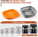 Axooms Silicone Air Fryer Square Basket Liners by Balxkai - 2-Pack Reusable Silicone Bowls for Air Fryer, Food-Safe & Oven Accessories (8.1 Inch)