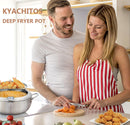 Axooms Deep Frying Pot with Temperature Control, 3.4L Stainless Steel, Compatible with Induction and Gas