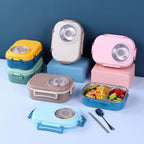 Axooms Stainless Steel Bento Lunch Box (1000 ml) – 3-Compartment, Leak-Proof with Sauce Bowl, Fork & Spoon | Stackable, BPA-Free, Dishwasher Safe