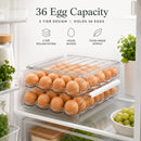 Axooms Stackable 2-Layer Egg Holder for Refrigerator – Auto-Rolling Organizer, Clear Plastic Storage with Lid, Large Capacity Egg Dispenser