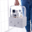 Axooms Large Makeup Organizer with Dustproof Lid and Drawers, Cosmetics and Jewelry Display Box for Dressing Table, Bathroom and Wardrobe, White