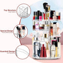 Axooms 360° Rotating Makeup Organizer, Adjustable Cosmetic Storage Rack with Large Capacity and Makeup Brush Holder for Dressing Table (Clear)