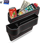 Axooms Multifunctional Car Seat Organizer, Console Side Storage Box with Cup Holder and Two Seat Hooks, Front Seat Car Organizer for Phone and Sunglasses