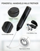 Coconut Electric Handheld Milk Frother with Stainless Steel Stand - Battery Operated Foam Maker & Mini Drink Mixer for Coffee, Frappe, Latte, Matcha & Hot Chocolate