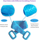 Axooms body scrubber belt bath brush silicone scrub back skin shower double exfoliating massager long cleaning easy side clean lathers for men & women