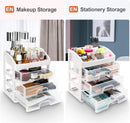 Axooms Makeup and Cosmetics Organizer with 3 Drawers, Bathroom Vanity Storage for Brushes, Lotion, Lipstick and Jewelry, White