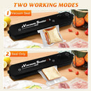 Axooms Electric 2-in-1 Food Storage Vacuum Sealer | Automatic Sealing Machine for Home Kitchen | Keeps Food Fresh with Wet & Dry Sealing System | Includes 10 Food Bags (Black - 1 Piece)