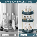Axooms 360° Rotating Makeup Organizer for Bathroom Countertop, 3-Tier Cosmetic and Perfume Storage Shelf, Gold