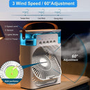 Axooms 4000mAh Double-Ended Spray Fan, Cool Air, 3 New Speeds 2025, USB-C Rechargeable with LED Light Cooler, Touch & Remote Control, 280ml Water Tank, Ice Fill (White)