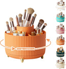 Axooms 360° Rotating Makeup Organizer, 5-Compartment Makeup Brush Holder for Bedroom and Bathroom Vanities, Office Stationery Storage and Desktop Pen Holder, Black