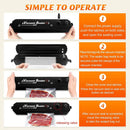 Axooms Electric 2-in-1 Food Storage Vacuum Sealer | Automatic Sealing Machine for Home Kitchen | Keeps Food Fresh with Wet & Dry Sealing System | Includes 10 Food Bags (Black - 1 Piece)
