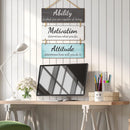 Axooms Wooden Wall Hanging Signs - Rustic Office Wall Decor, Motivational Wall Plaques with Inspirational Quotes for Wall, Bathroom & Home Decor (Fresh, Set of 3)