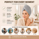 Axooms Microfibre Hair Towel Wrap, 100x60cm Grey Waffle Hair Turban, Super Absorbent Quick Dry Hair Wrap Towel, Anti-Frizz Soft Microfibre Towel for Women Girls Curly Long Thick Wet Hair