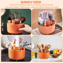 Axooms 360° Rotating Makeup Organizer, 5-Compartment Makeup Brush Holder for Bedroom and Bathroom Vanities, Office Stationery Storage and Desktop Pen Holder, Black