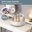 Axooms 360° Rotating Makeup and Perfume Organizer, Large-Capacity Lazy Susan Cosmetics and Lotion Storage, White, Size L