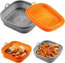 Axooms Silicone Air Fryer Square Basket Liners by Balxkai - 2-Pack Reusable Silicone Bowls for Air Fryer, Food-Safe & Oven Accessories (8.1 Inch)