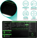 Axooms XL White Topographic Contour Gaming Mouse Pad, Extended Desk Mat with Non-Slip Rubber Base and Stitched Edges