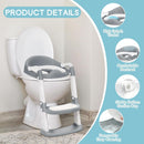 Axooms Potty Training Toilet with Step Ladder, Foldable Non-Slip Training Seat for Boys and Girls, Splash Guard, Soft Cushion, and Safety Handles, Gray