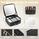 Axooms Travel Makeup Case with LED Mirror, 3 Light Modes, Adjustable Brightness and Removable Dividers