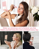 Axooms Mini Travel Makeup Brush Set for Women with Case & Mirror, 5 Pieces, Apricot