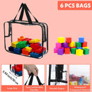 6 Packs Large Toy Storage Bags, Clear PVC Organizer Bags with Labels Board Game Storage Waterproof Reusable Toy Bag for Puzzle Building Blocks Books