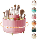 Axooms 360° Rotating Makeup Organizer, 5-Compartment Makeup Brush Holder for Bedroom and Bathroom Vanities, Office Stationery Storage and Desktop Pen Holder, Black