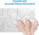 Axooms XL White Topographic Contour Gaming Mouse Pad, Extended Desk Mat with Non-Slip Rubber Base and Stitched Edges