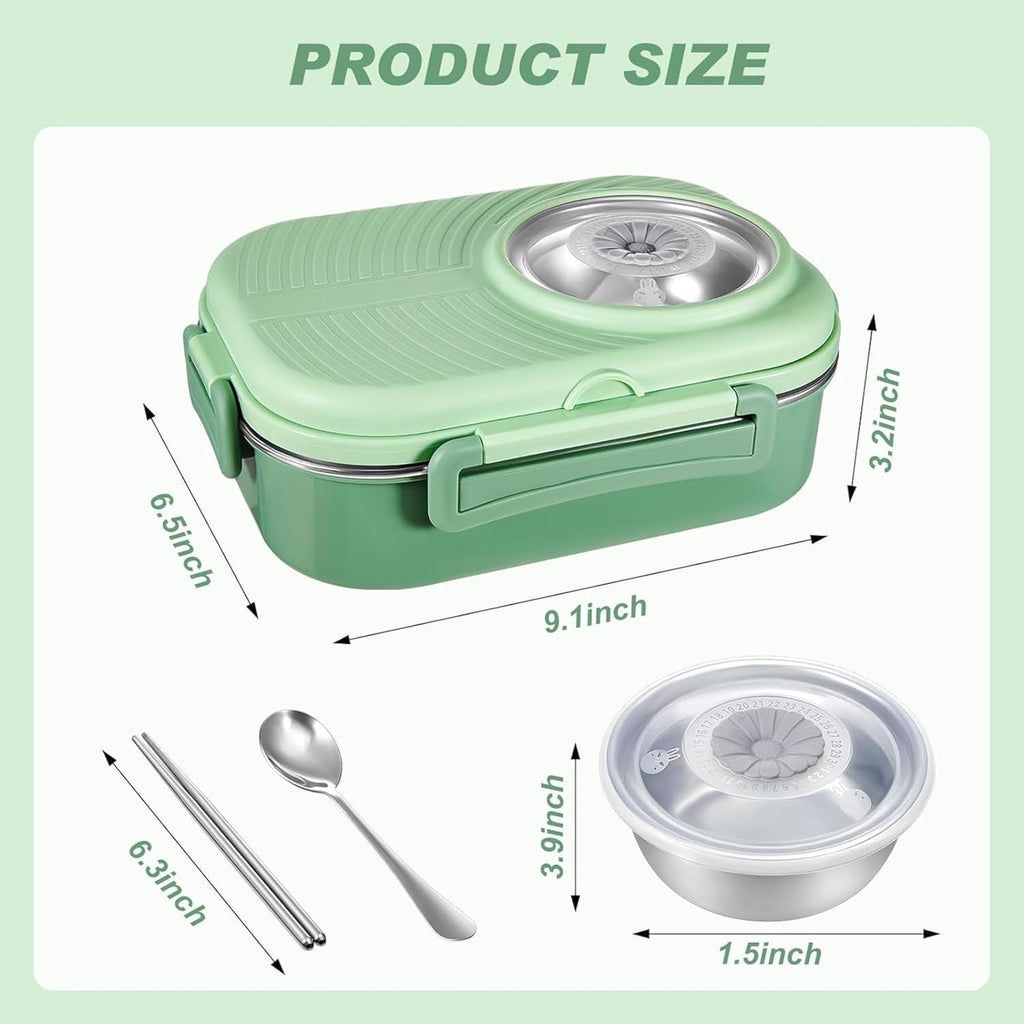 Axooms Stainless Steel Bento Lunch Box (1000 ml) – 3-Compartment, Leak-Proof with Sauce Bowl, Fork & Spoon | Stackable, BPA-Free, Dishwasher Safe