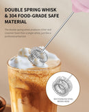 CIRCLE JOY Rechargeable Milk Frother Handheld with Stand, Dual Spring Whisk Head Electric Coffee Frother Foam Maker, Portable Drink Mixer for Cappuccino, Latte, Matcha, Black