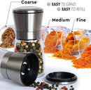 Axooms Ceramic Salt & Pepper Grinder Set with Adjustable Coarseness for Sea Salt and Pepper - Chef's Professional Spice Grinder Mill (Set of 2)