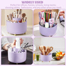 Axooms 360° Rotating Makeup Organizer, 5-Compartment Makeup Brush Holder for Bedroom and Bathroom Vanities, Office Stationery Storage and Desktop Pen Holder, Black